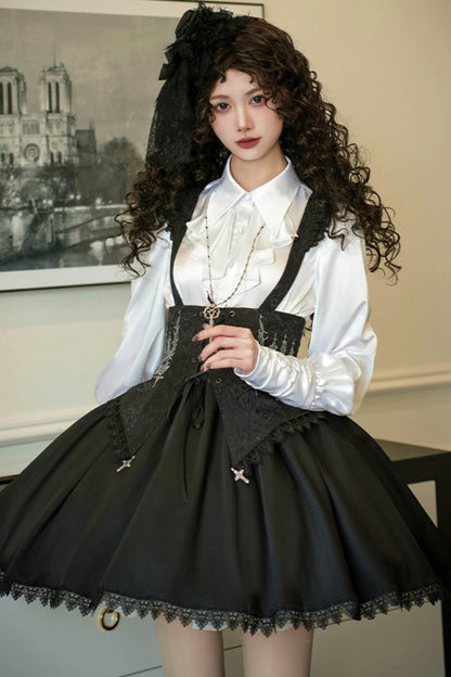 Conjunto de vestido y camisa con sujetador de muelles góticos