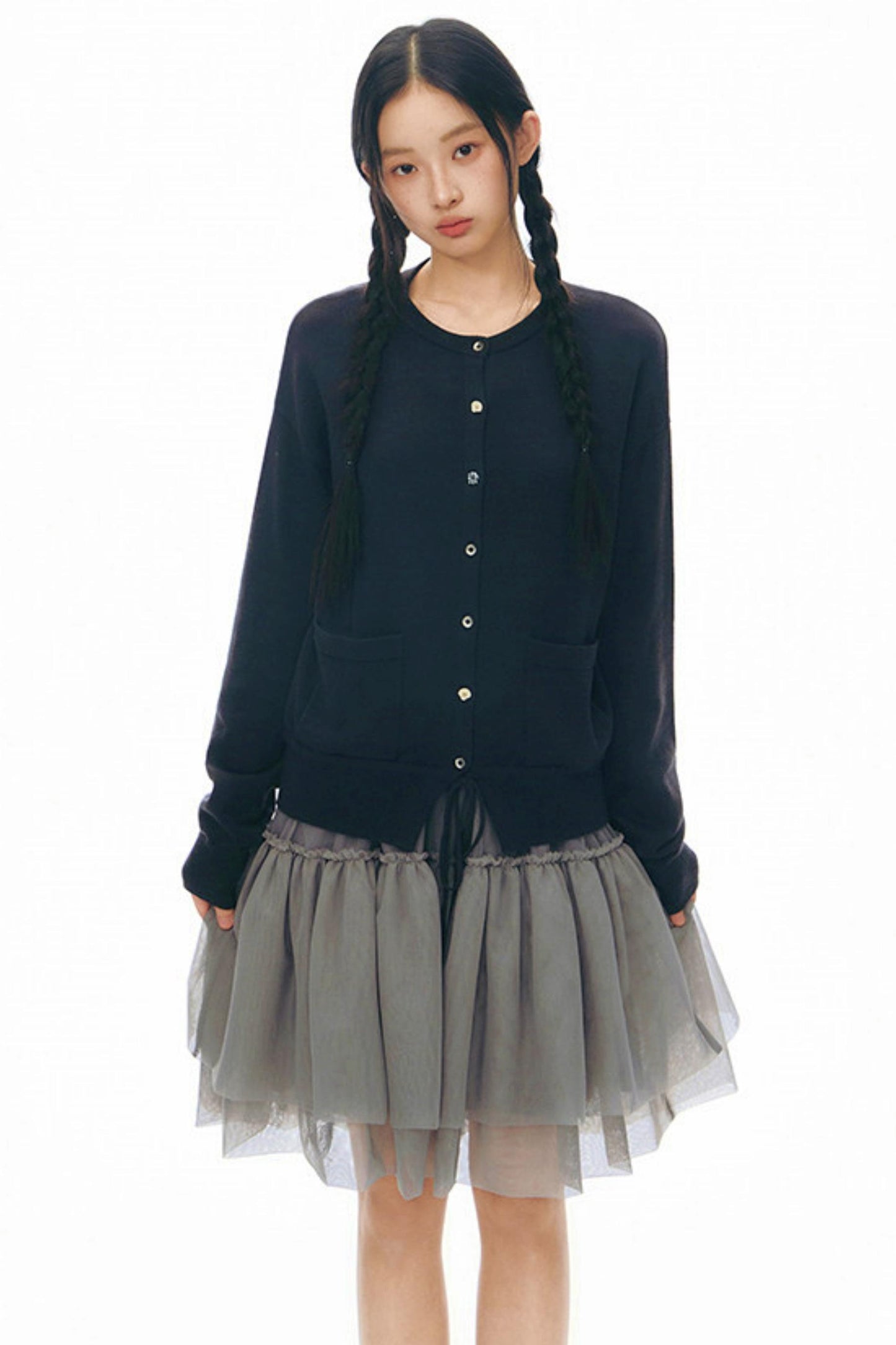 Cardigan in maglia con coulisse