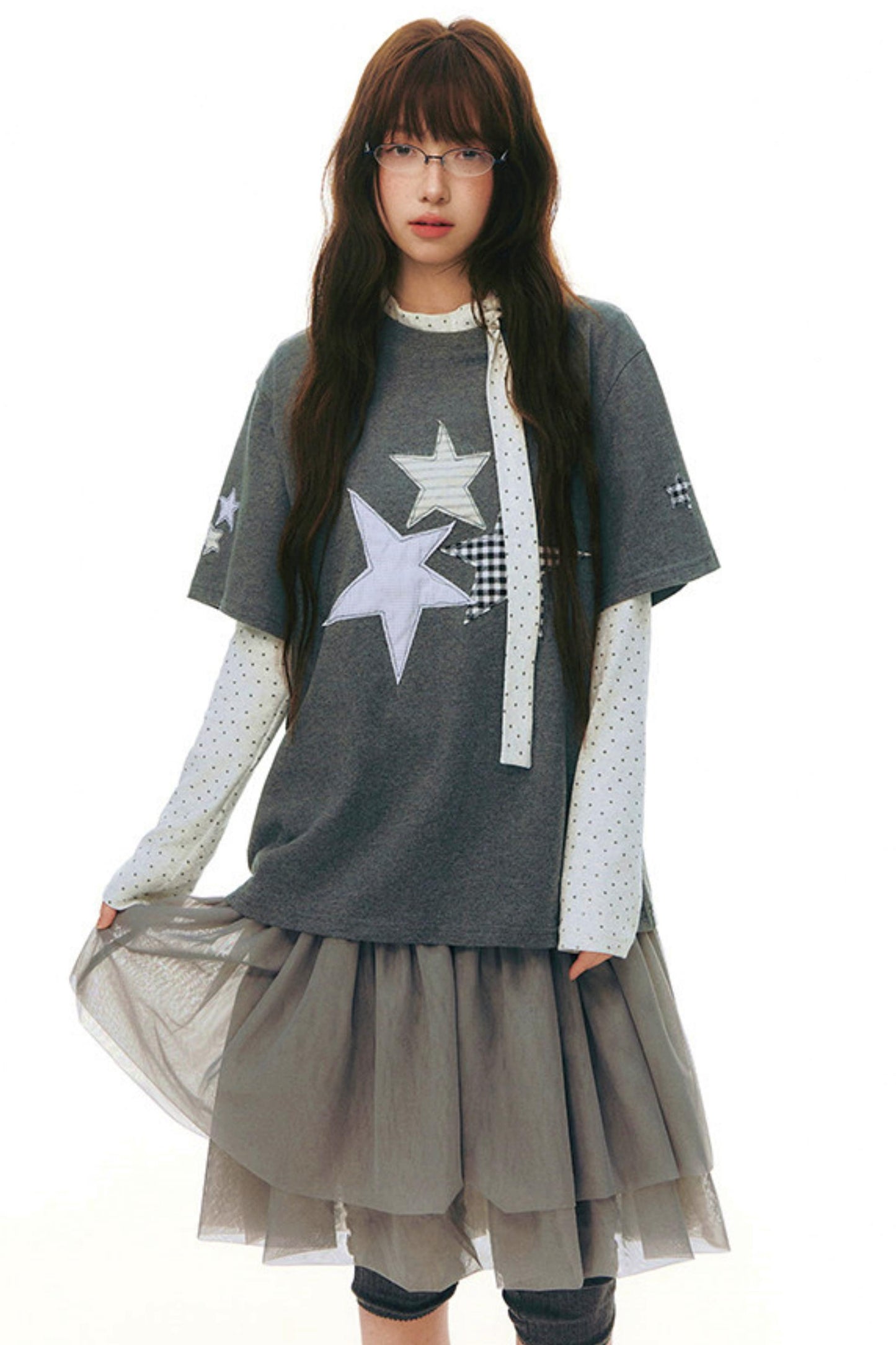 Robe chasuble en tulle Y2K