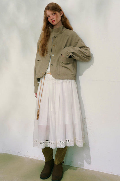 スウェイングシルエットレースブラウス