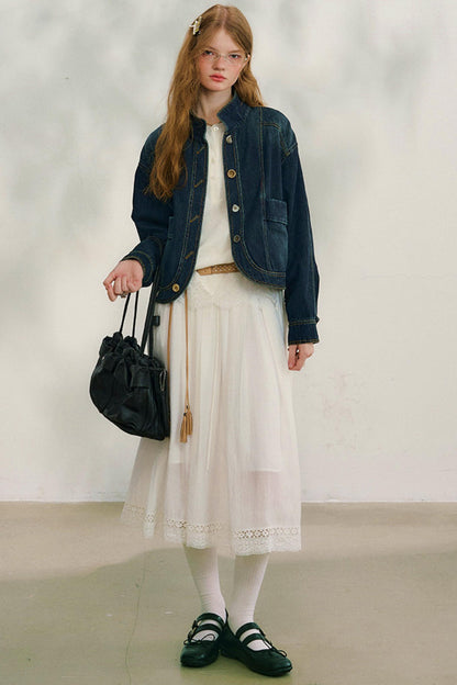 コットンレースチェックスカート