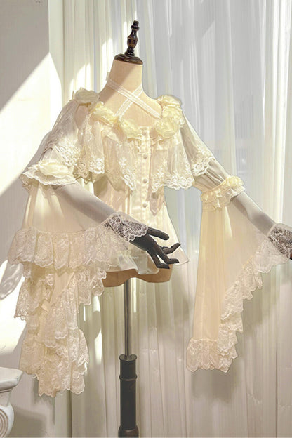 Decadent Gothic Lace Princess-Sleeve Top