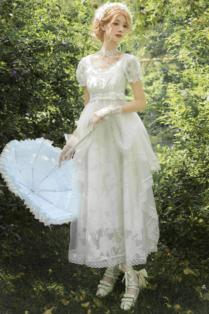 ホワイティトップス＋ストラップロリータドレス＋ヘアアクセサリー