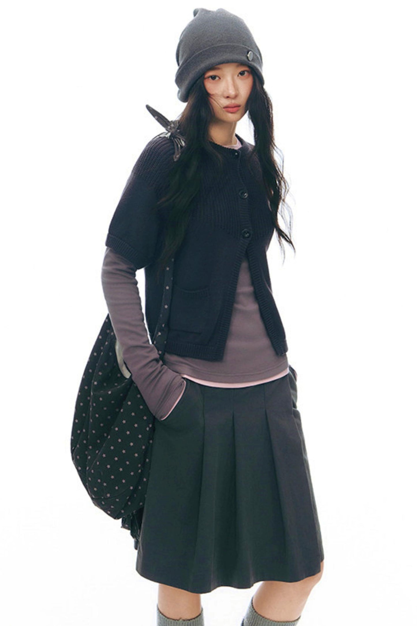 プリーティッドエーラインミディスカート