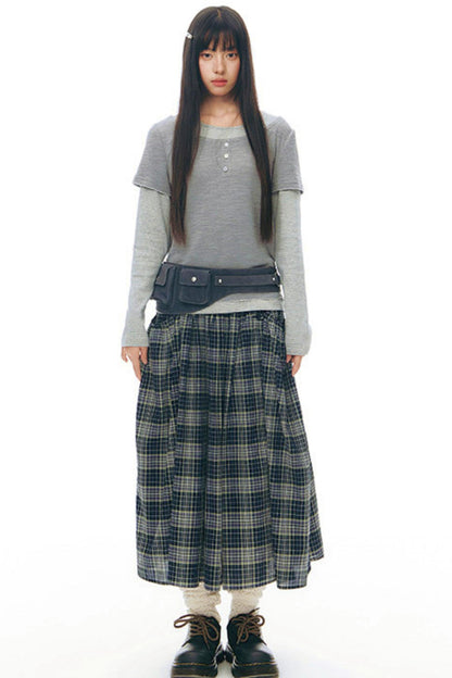 チェックレトロミディスカート