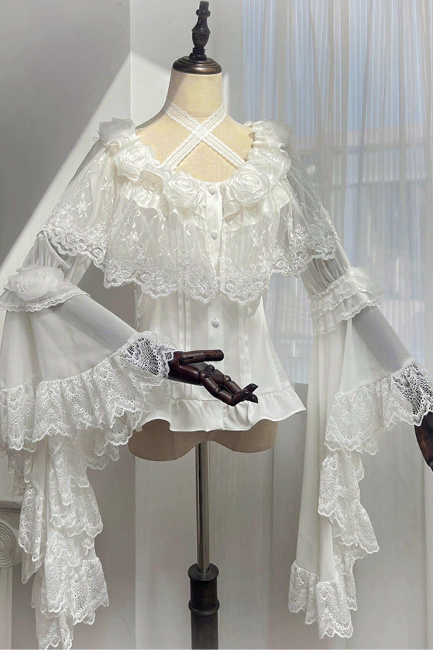 Decadent Gothic Lace Princess-Sleeve Top