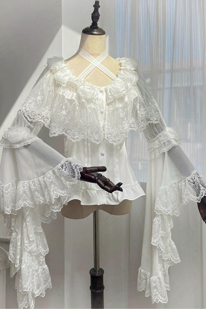 Decadent Gothic Lace Princess-Sleeve Top