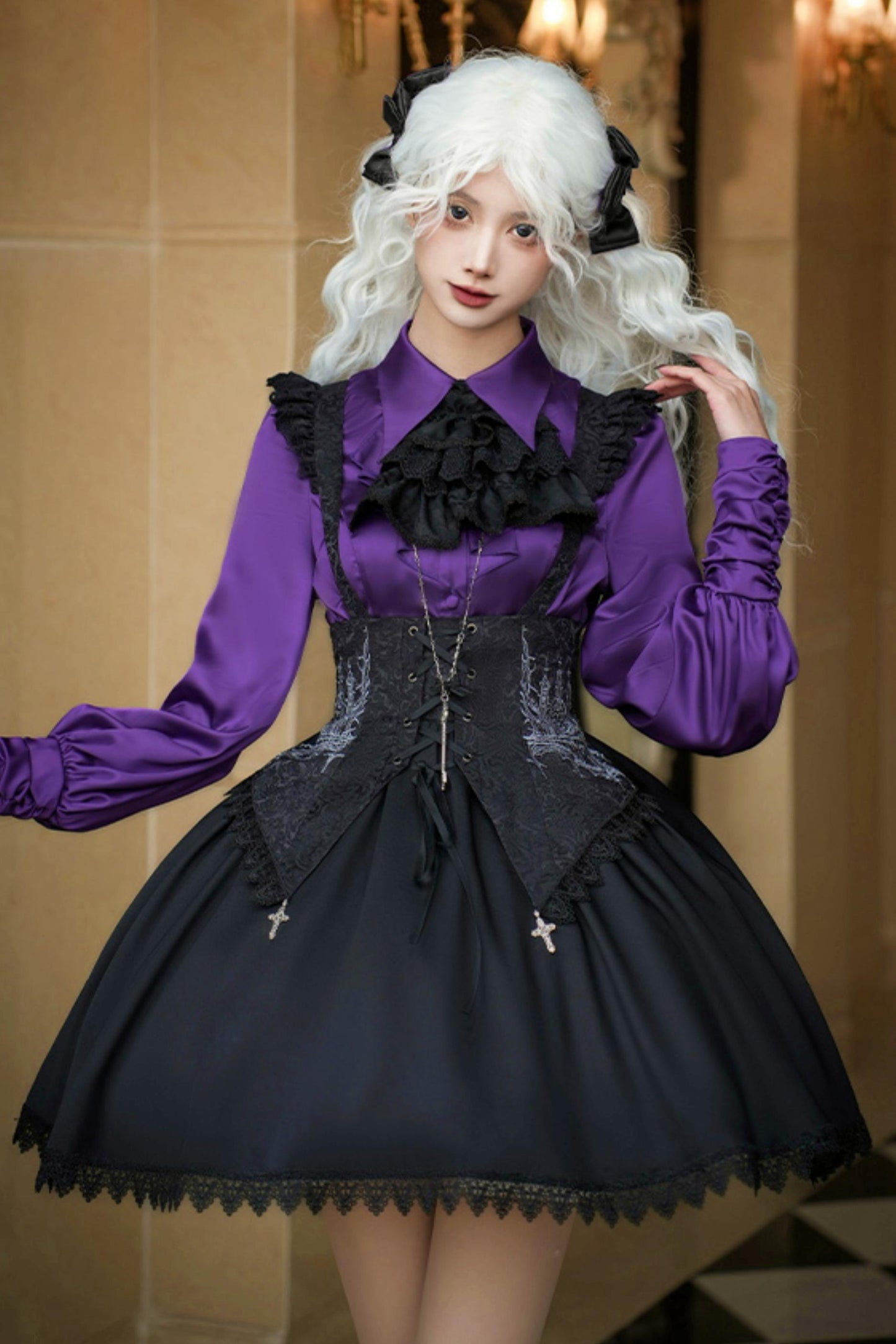 Conjunto de vestido y camisa con sujetador de muelles góticos