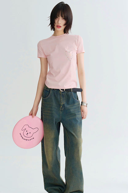 Slim Love Graphic Cropped Tee