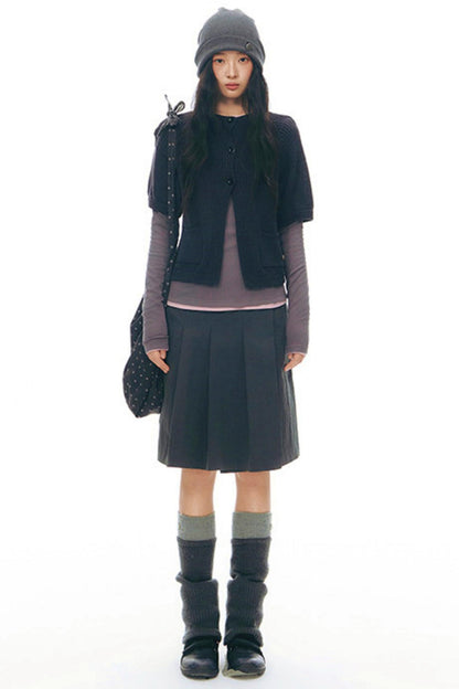 プリーティッドエーラインミディスカート