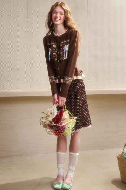 リボンフェアアイルカーディガン+スカート