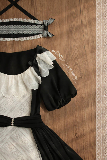 Robe Lolita de Servante avec Dentelle et Rubans