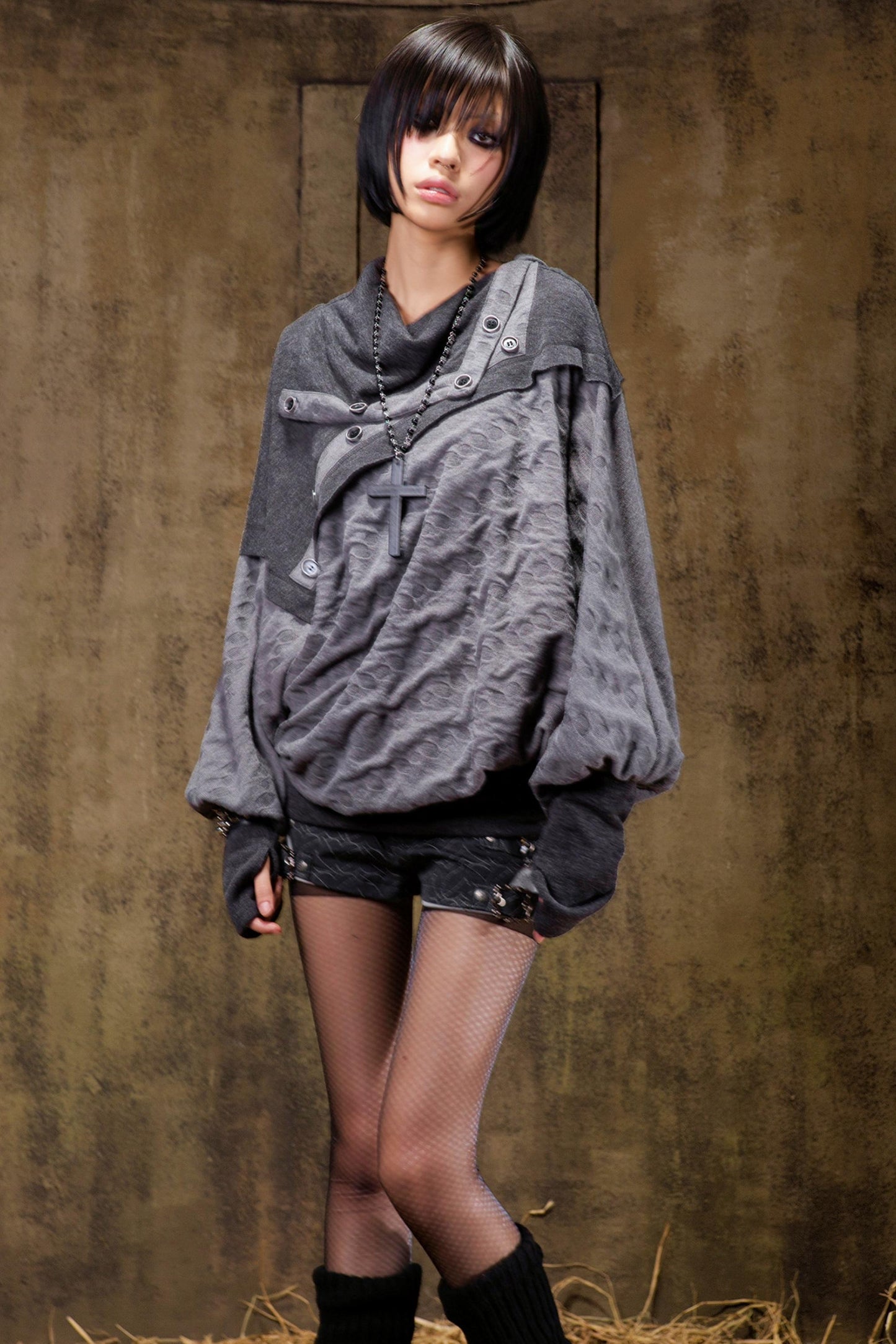 Stacked Collar Batwing Top