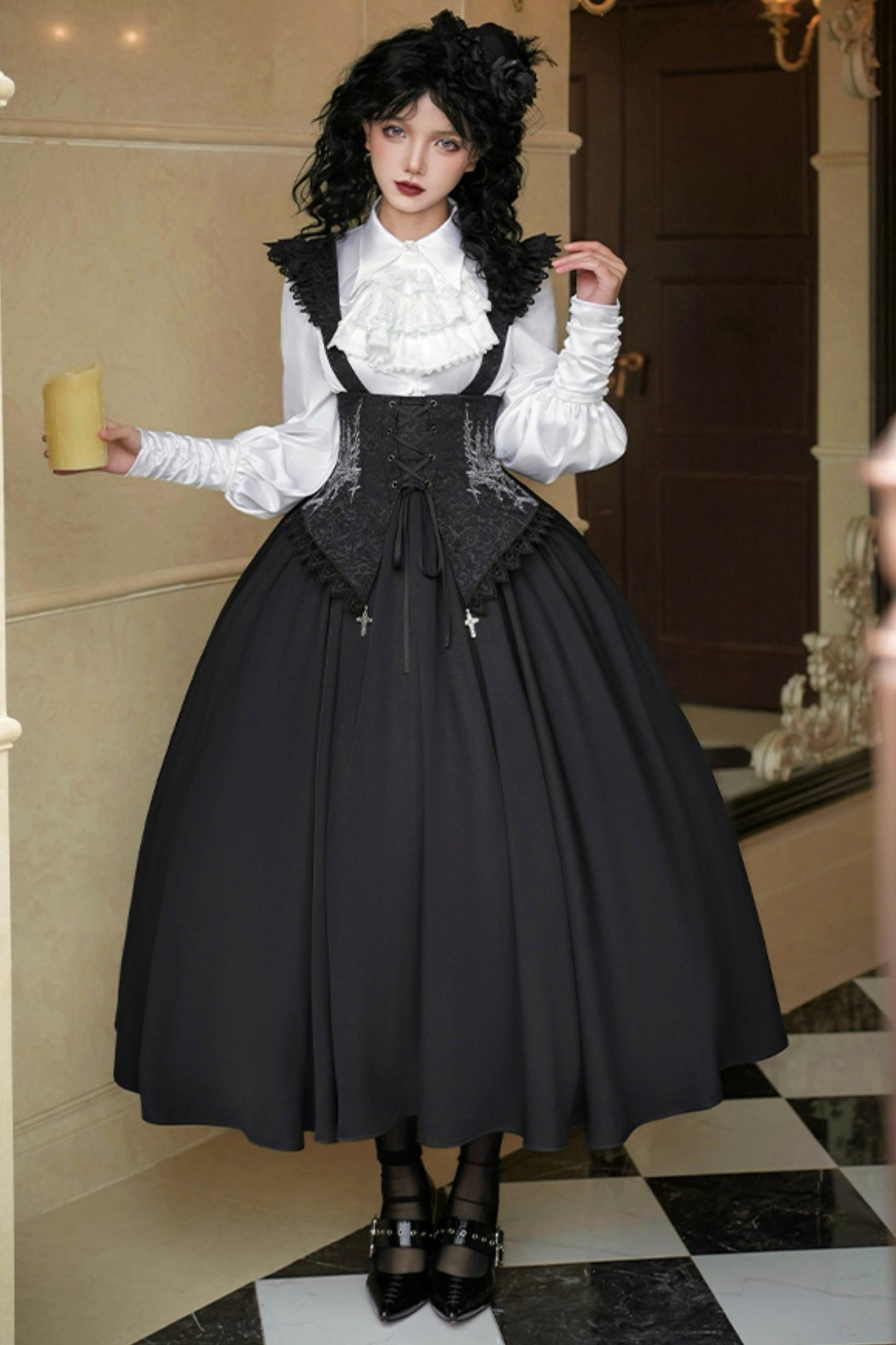 Conjunto de vestido y camisa con sujetador de muelles góticos