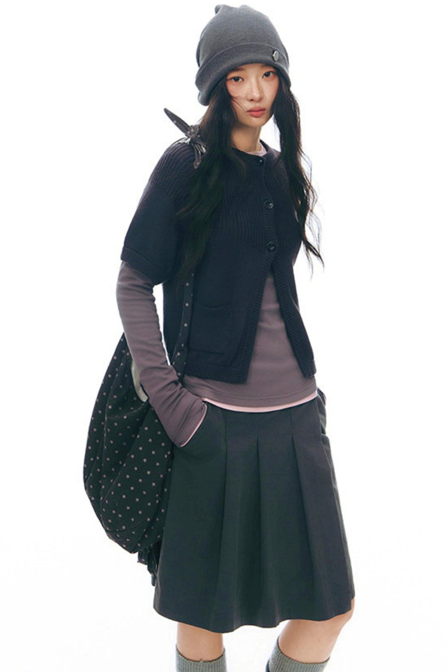 Y2Kボタンレイヤードトップス