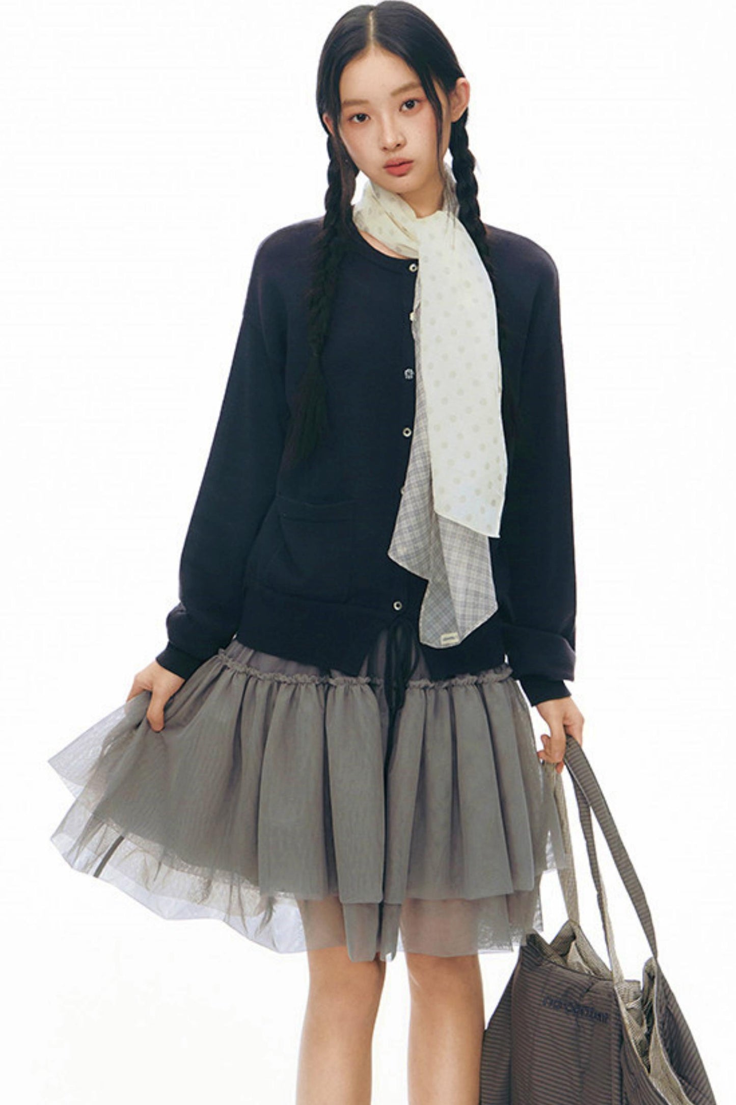 Cardigan in maglia con coulisse