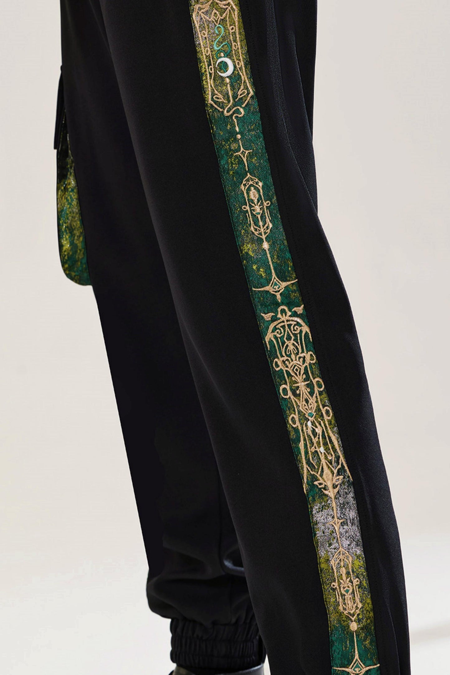 Jade Moon Dragon Embroidered Chinese Shirt + Moon Pocket Pants