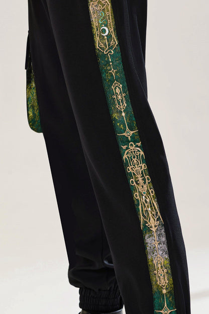 Jade Moon Dragon Embroidered Chinese Shirt + Moon Pocket Pants