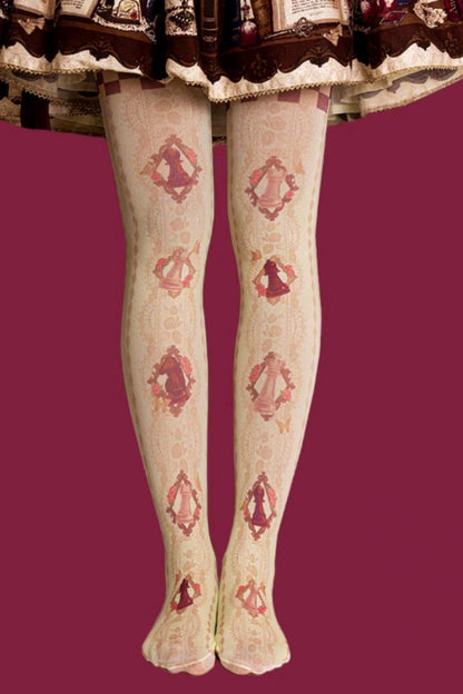 Chess Print Chocolate Velvet Lolita Tights