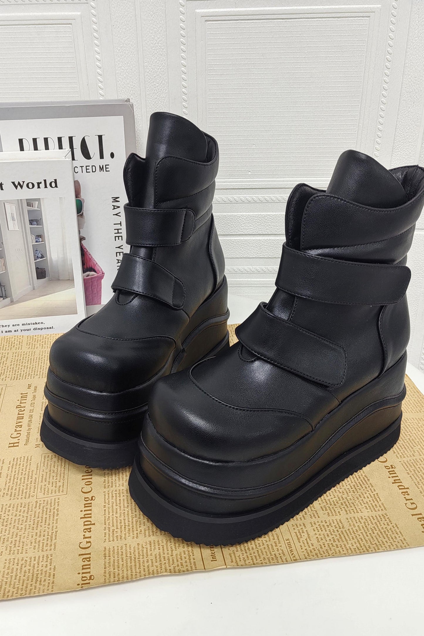 Punk-Klettverschluss-Plateau-Stiefel
