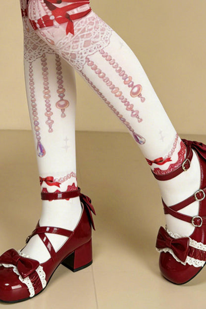 Princess Ribbon Jewel Garter Style Lolita Tights