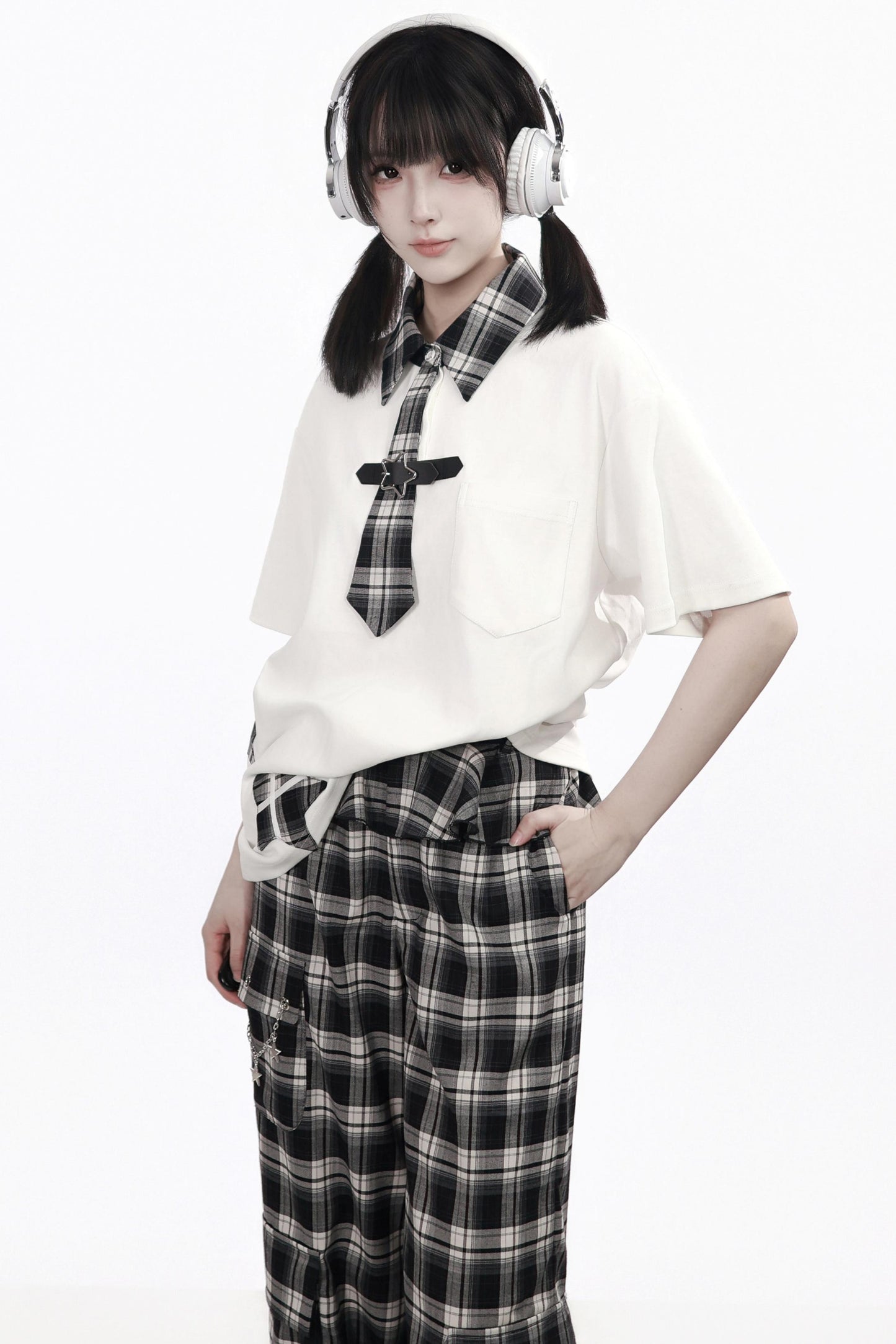 Plaid Necktie Subculture Uniform Set