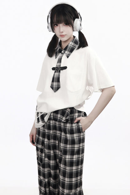 Plaid Necktie Subculture Uniform Set