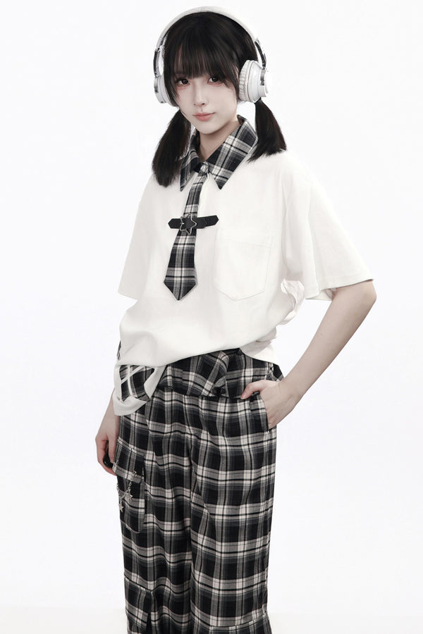 Plaid Necktie Subculture Uniform Set
