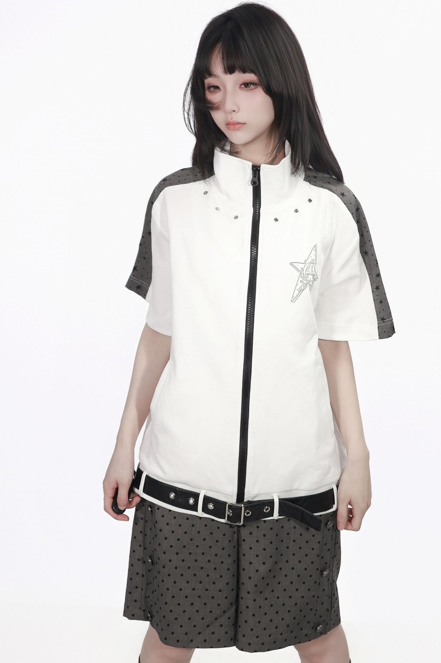 Monochrome Star Dot Shorts Set