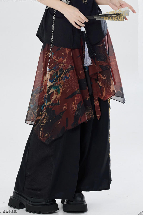 Chiffon Print Multiway Apron Skirt
