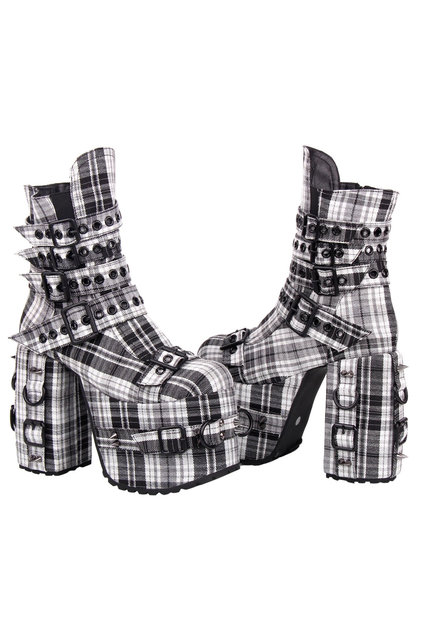 Karierte Punk-Stiefel mit Absatz