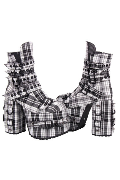 Karierte Punk-Stiefel mit Absatz