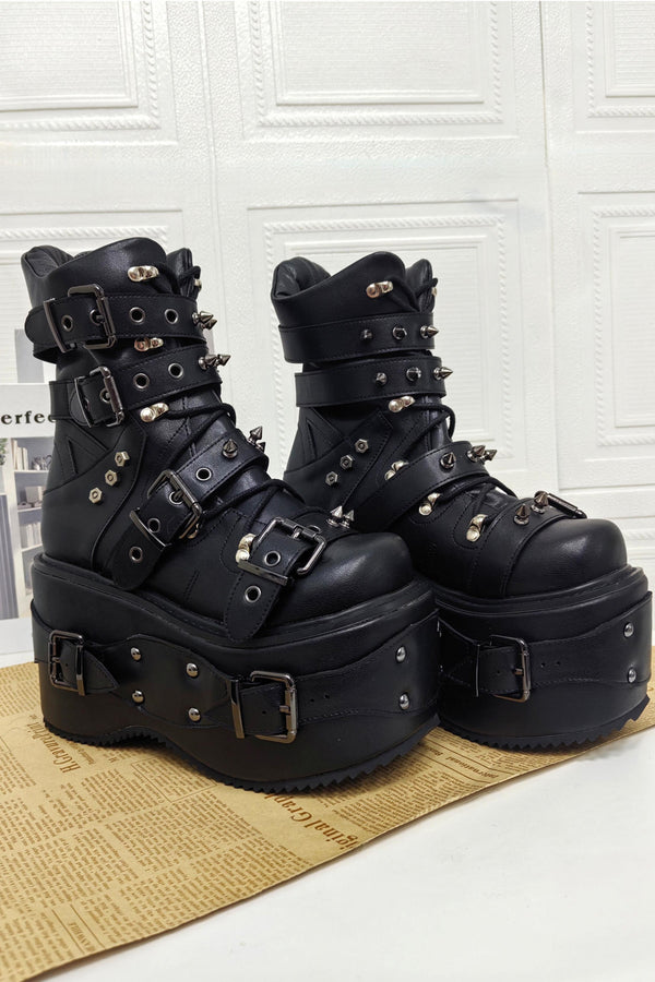 Punk Rivet Platform Boots