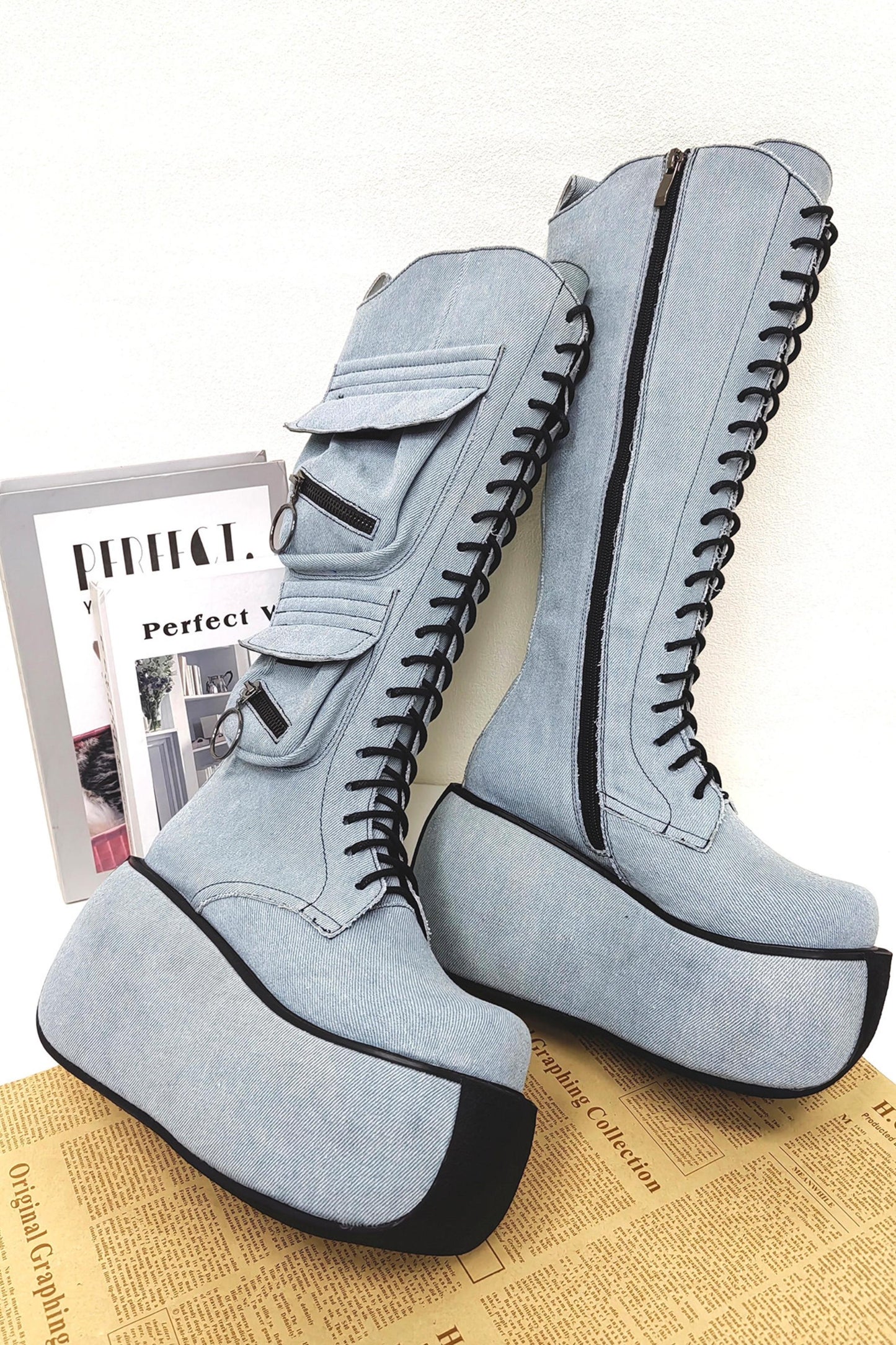 Punk-Plateau-Stiefel mit ultrahohem Absatz