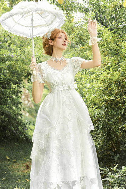 ホワイティトップス＋ストラップロリータドレス＋ヘアアクセサリー