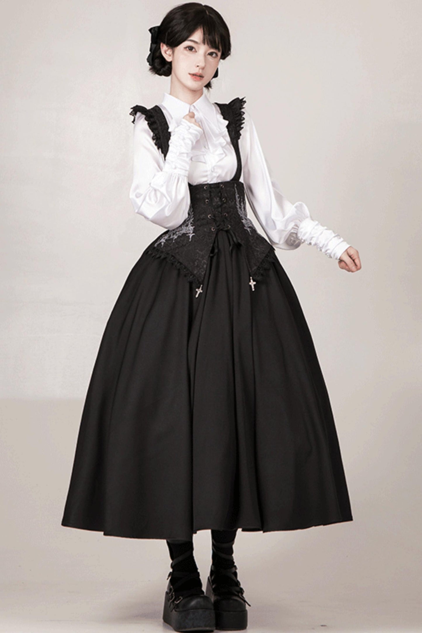 Conjunto de vestido y camisa con sujetador de muelles góticos