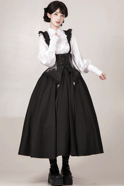 Conjunto de vestido y camisa con sujetador de muelles góticos