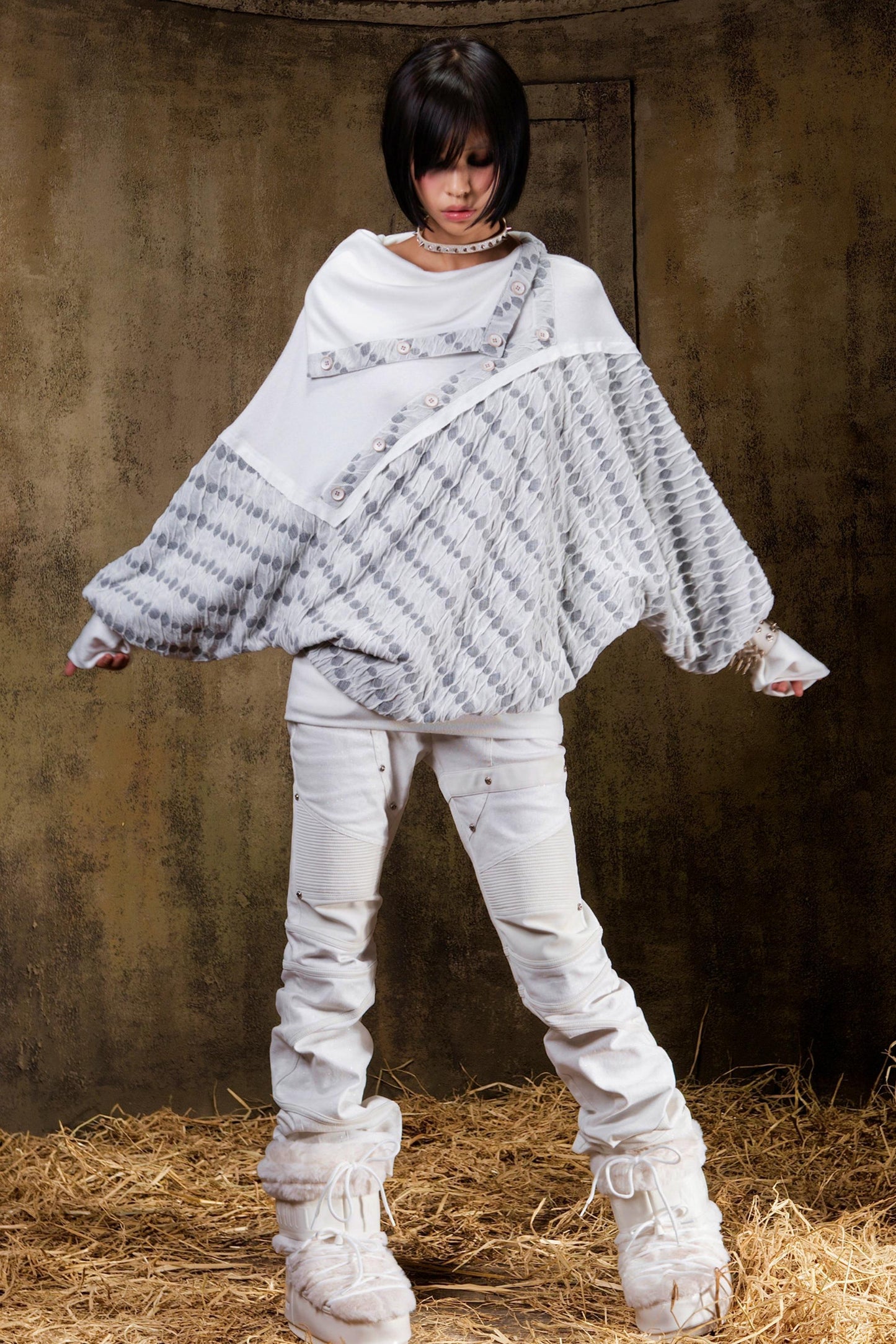 Stacked Collar Batwing Top