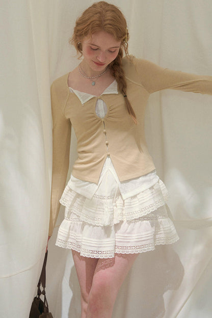 Seashell Lace Layered Top