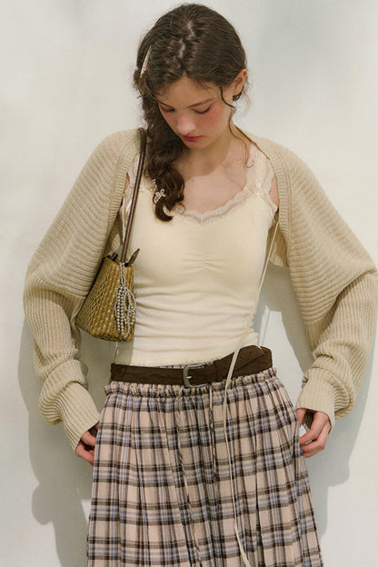 コットンレースチェックスカート