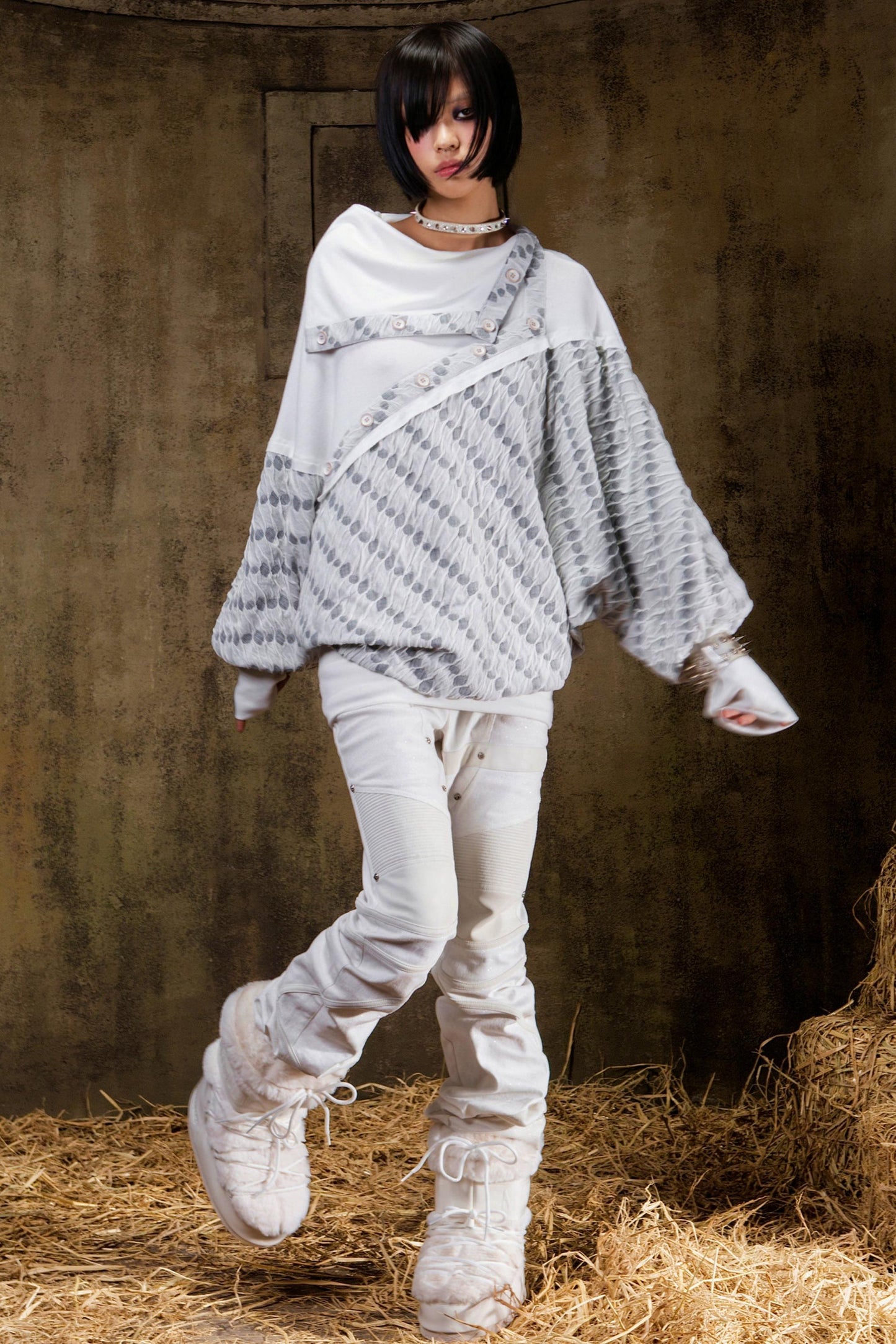 Stacked Collar Batwing Top