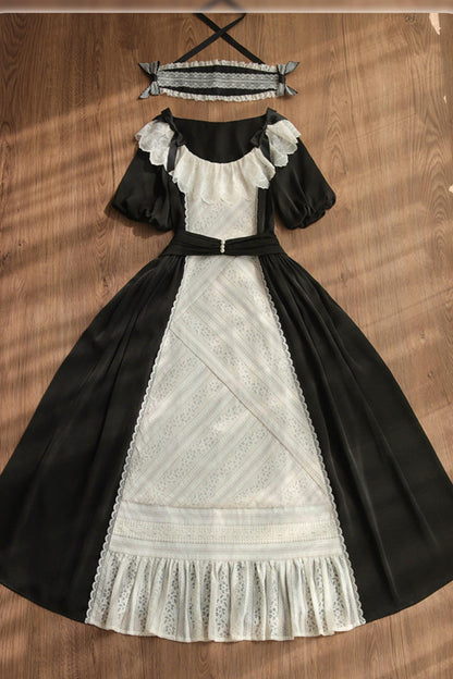Robe Lolita de Servante avec Dentelle et Rubans