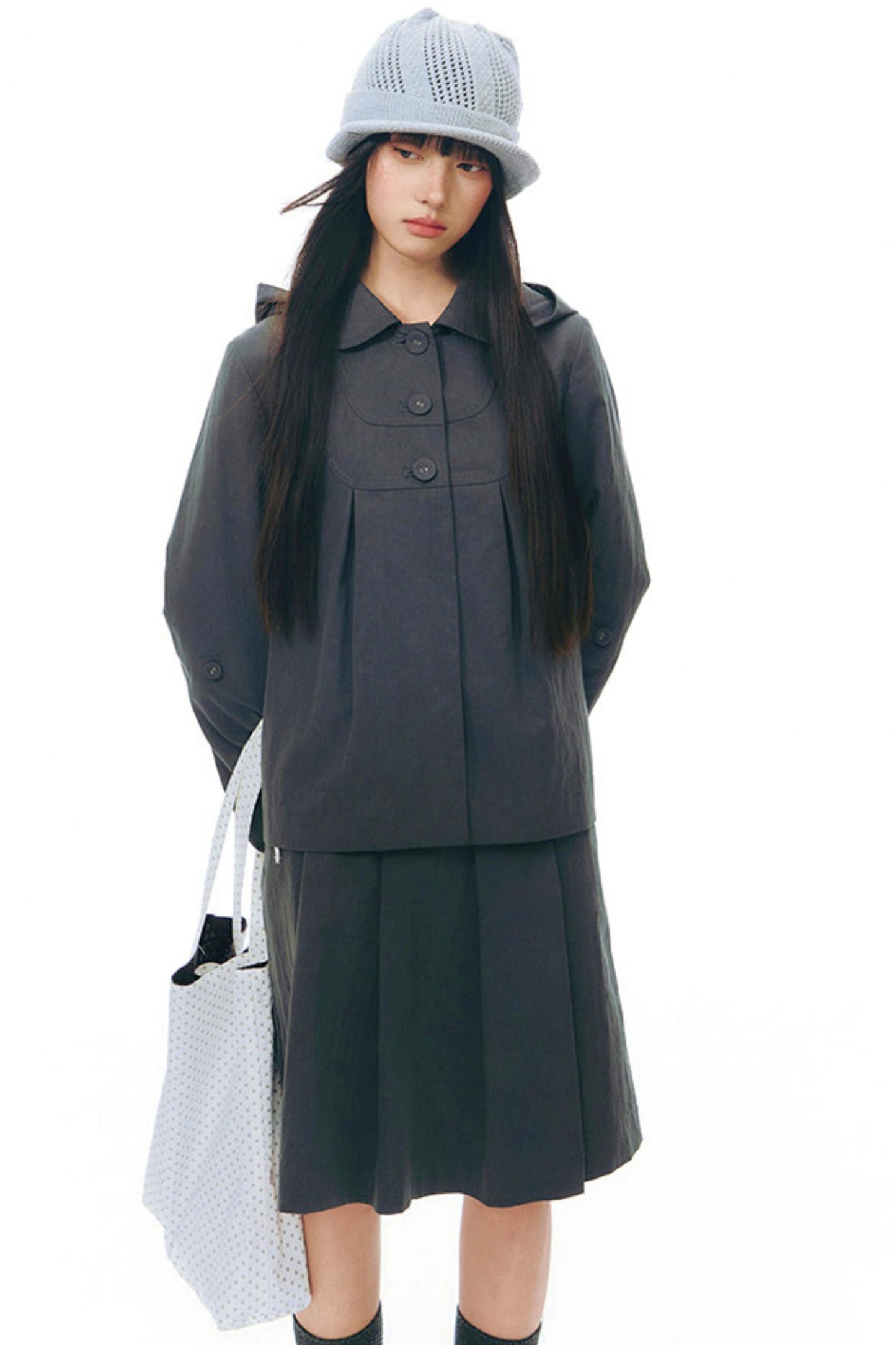 プリーティッドエーラインミディスカート