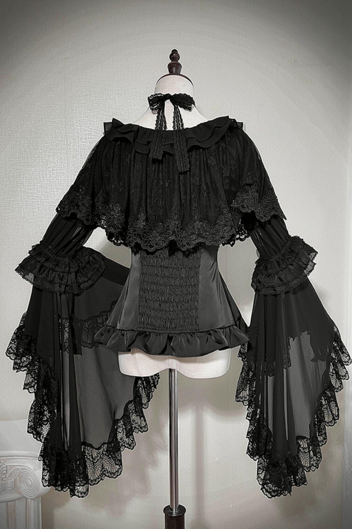 Decadent Gothic Lace Princess-Sleeve Top
