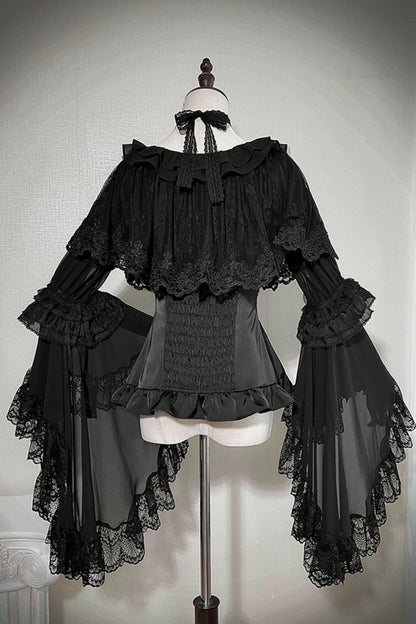 Decadent Gothic Lace Princess-Sleeve Top