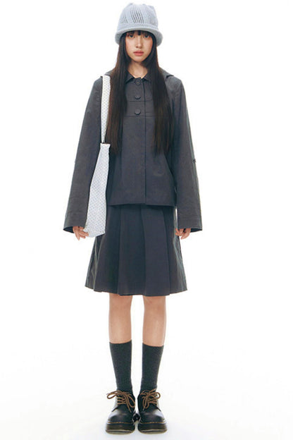 プリーティッドエーラインミディスカート