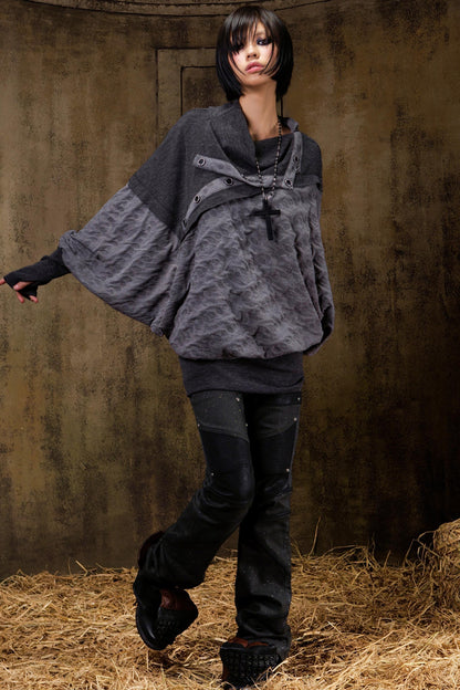 Stacked Collar Batwing Top