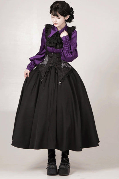 Conjunto de vestido y camisa con sujetador de muelles góticos