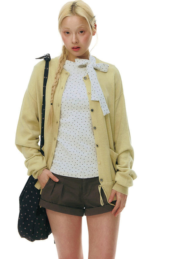 Drawstring Knit Cardigan