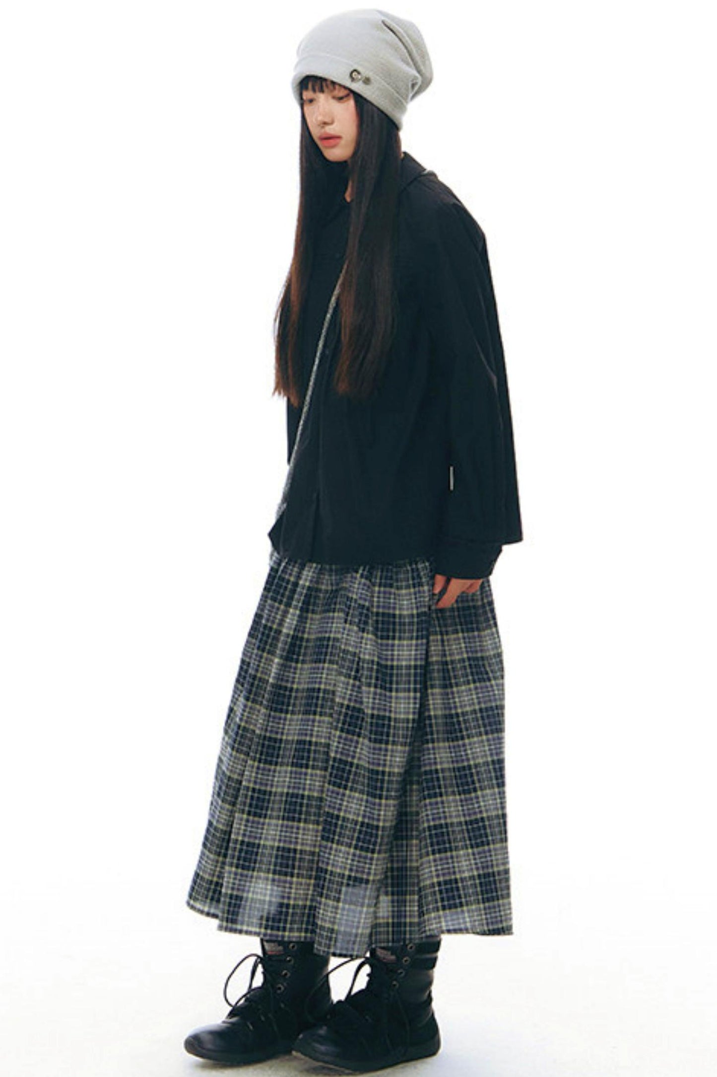 チェックレトロミディスカート